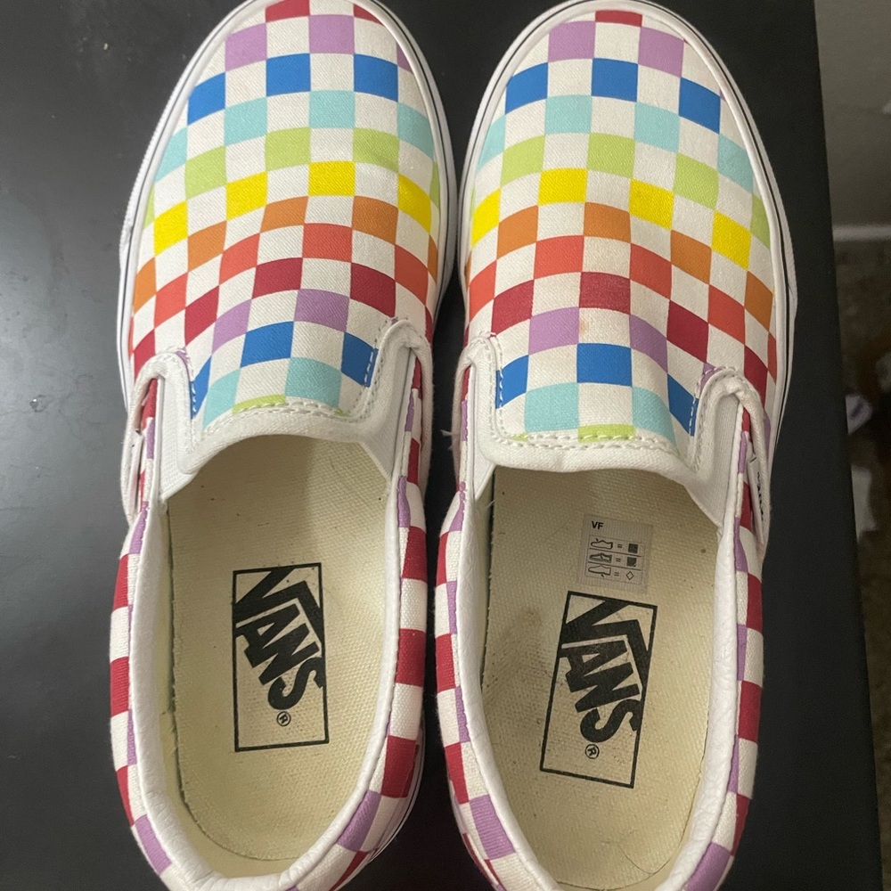 Vans Red and Yellow Sneakers Vibrant Slip-On Design